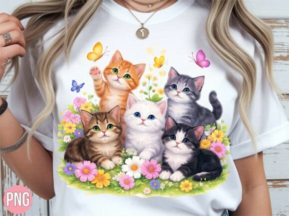 Download Cute Kittens Cats in Flower Garden PNG - Premium Resources