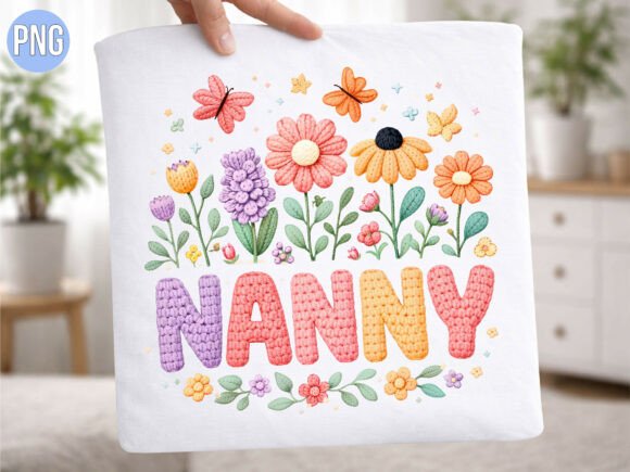 Download Nanny Crochet Flower Garden PNG SHIRT - Premium Resources